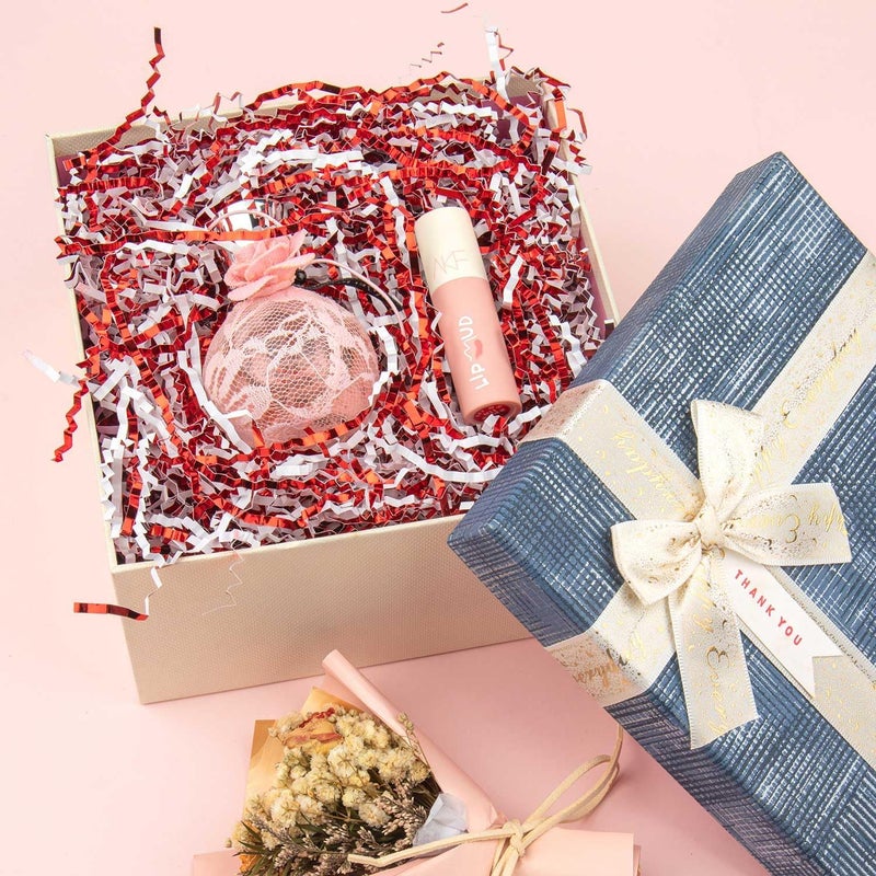 Caleihd 4.5oz Crinkle Cut Paper Shredded Filler Paper for Gift Baskets Gift Box Confetti Paper Shreds Decoration Stuffing for Birthday, Weddings, Anniversaries, Christmas Wrapping Red&White - Image 4